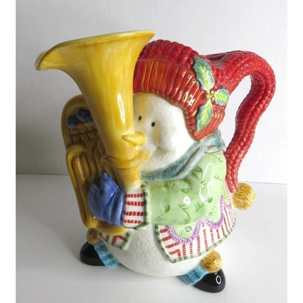 FITZ & Floyd Classics Handcrafted Snowman Jamboree Pitcher 10